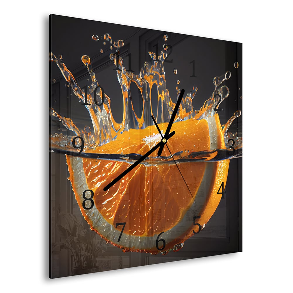 Wanduhr 30x30 - Orangen-Splash