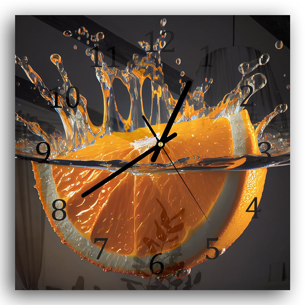 Wanduhr 30x30 - Orangen-Splash