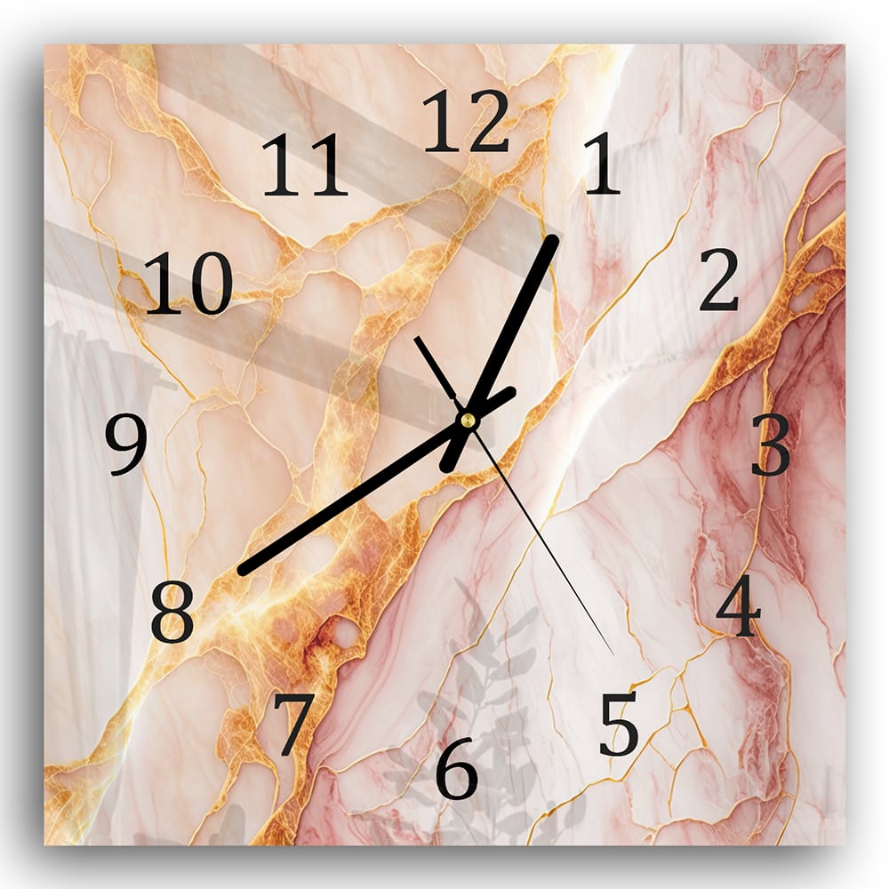 Wanduhr 30x30 - Rot-rosa Marmor