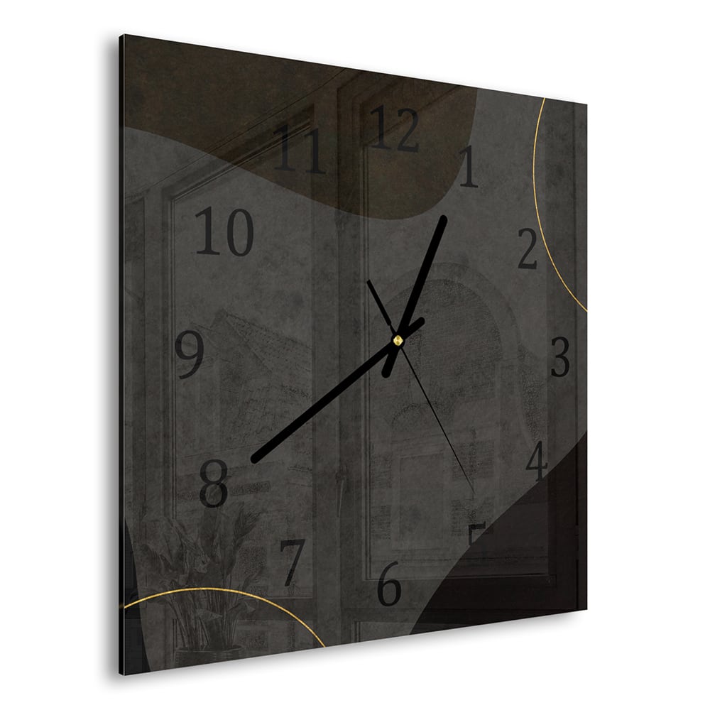 Wanduhr 30x30 - Schwarze japanische Papiertextur
