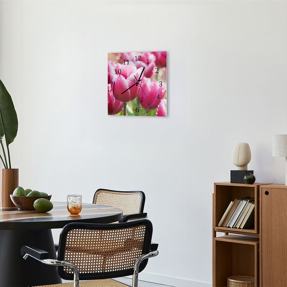 Wanduhr 30x30 - Nasse Tulpen