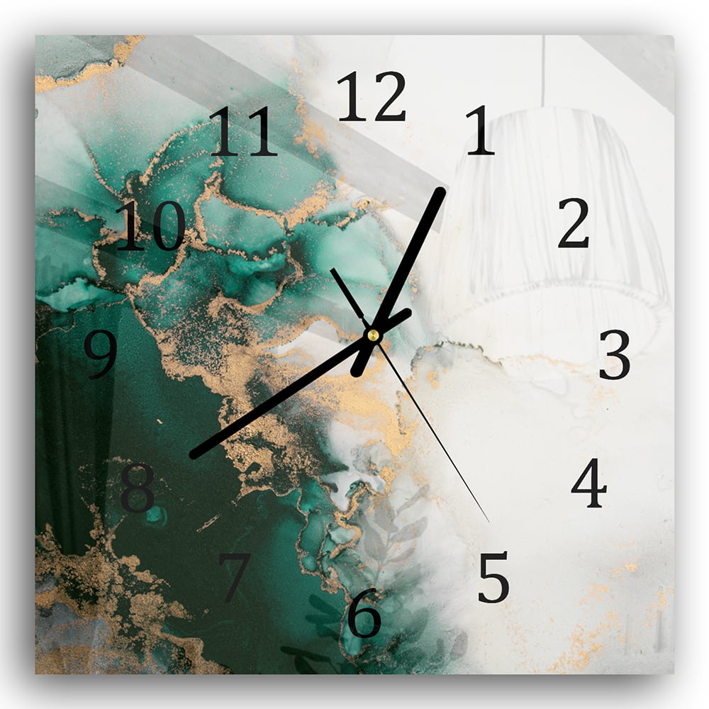 Wanduhr 30x30 - Luxuriöser Grün-Marmor