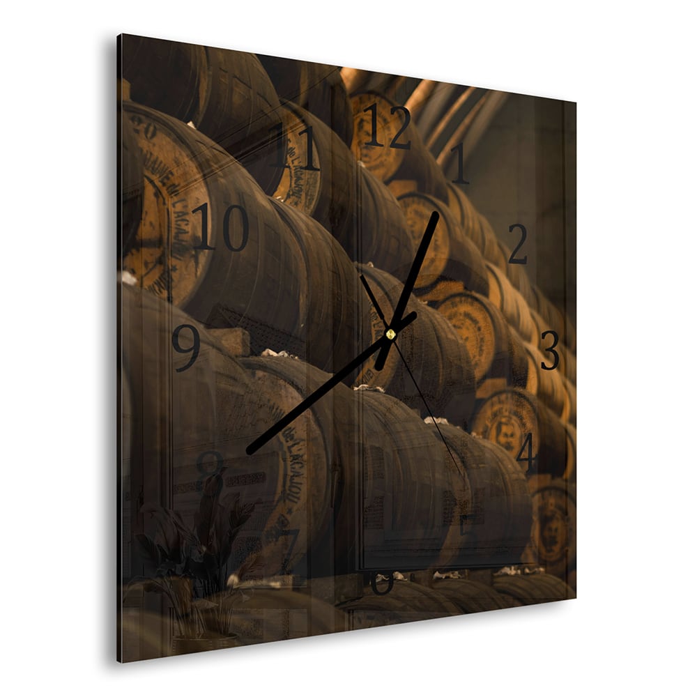 Wanduhr 30x30 - Weinfässer