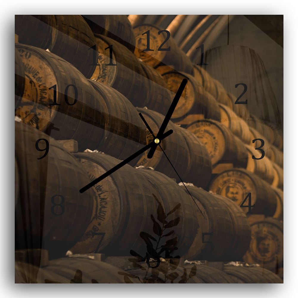 Wanduhr 30x30 - Weinfässer