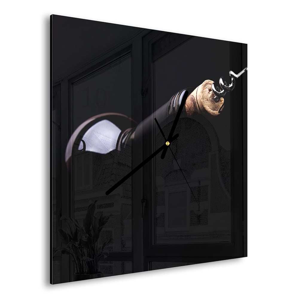 Wanduhr 30x30 - Weinflasche