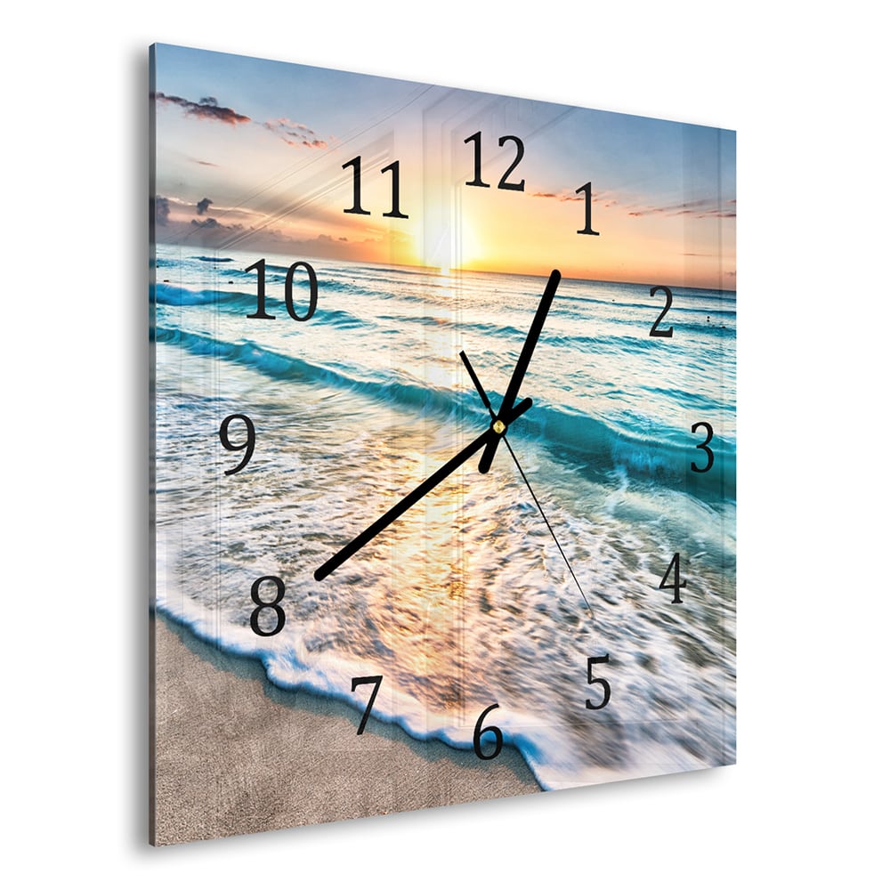 Wanduhr 30x30 - Strand in Cancún