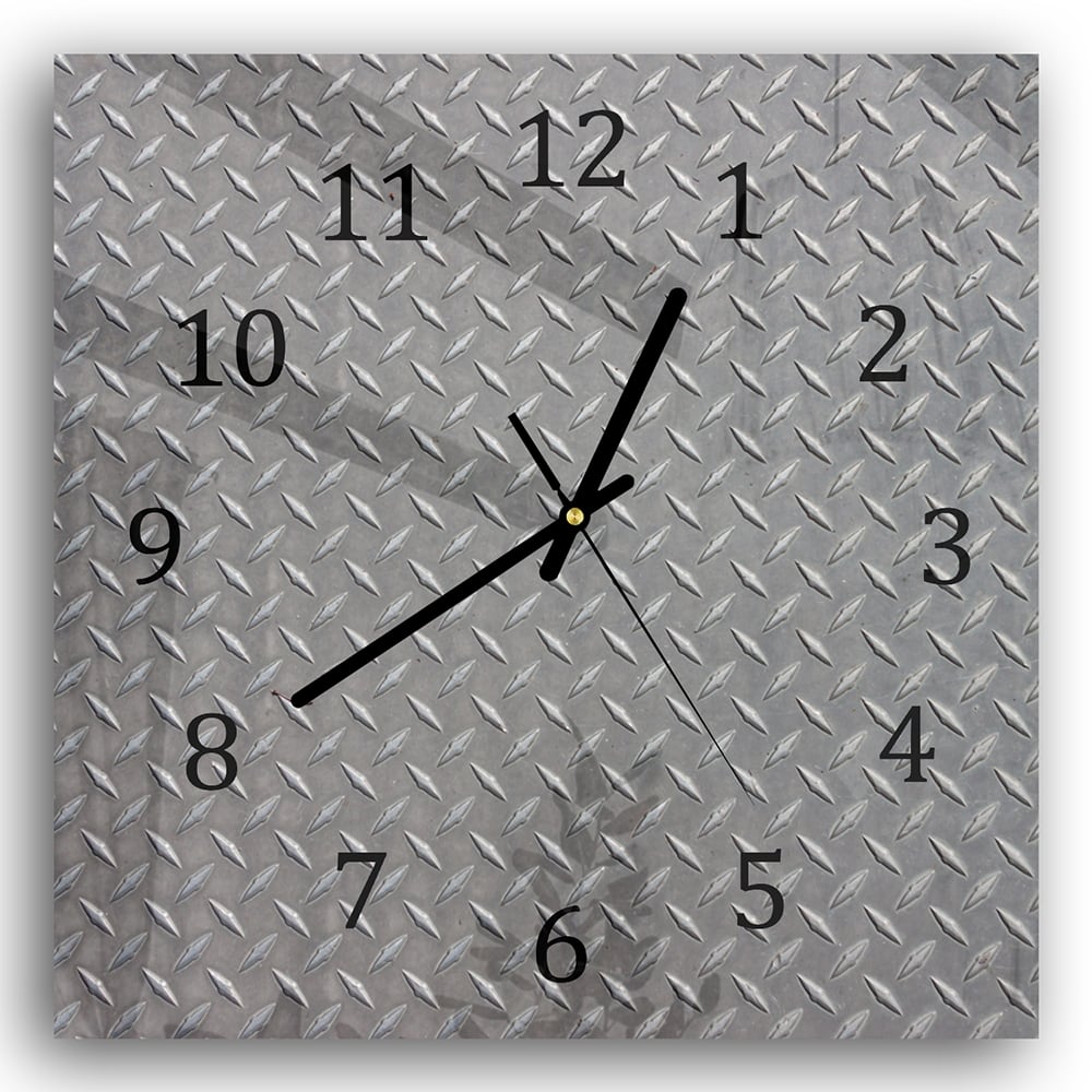 Wanduhr 30x30 - Riffelblech-Textur