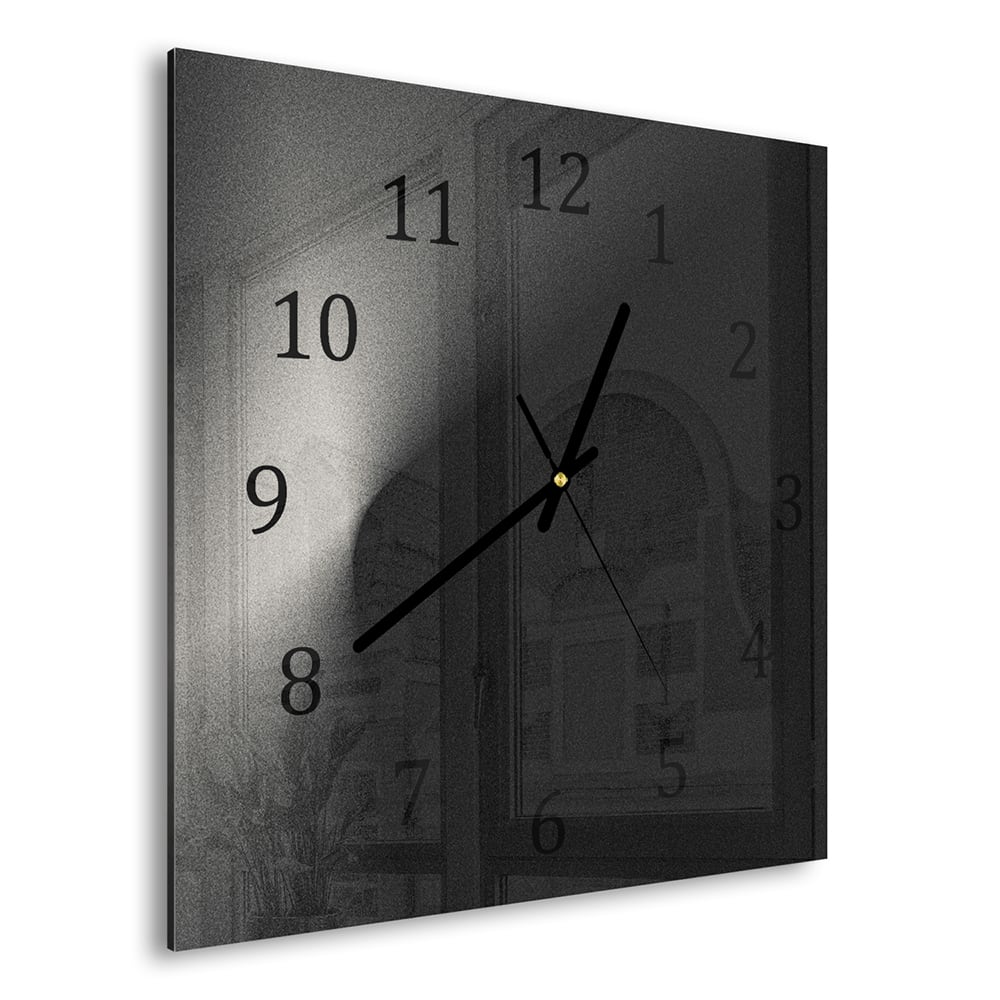 Wanduhr 30x30 - Schwarz-weißer Sand