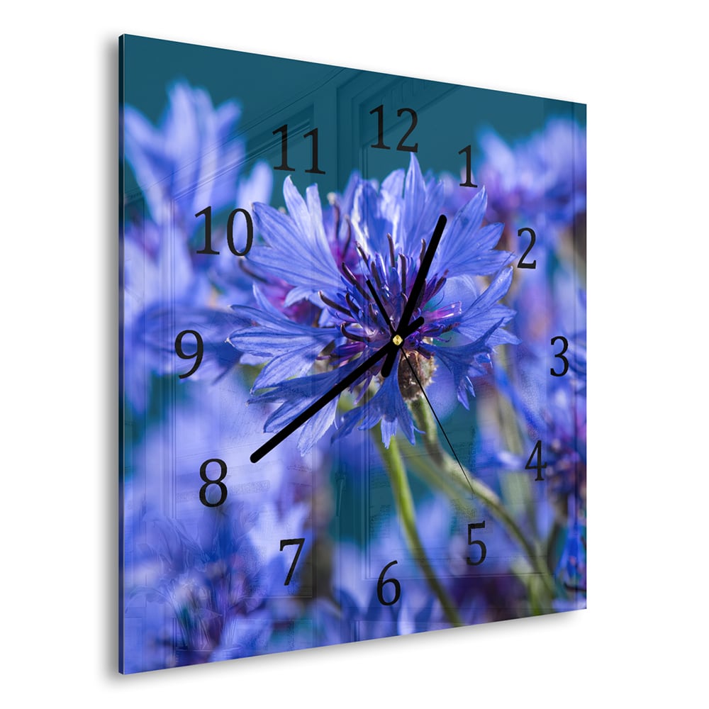 Wanduhr 30x30 - Kornblume