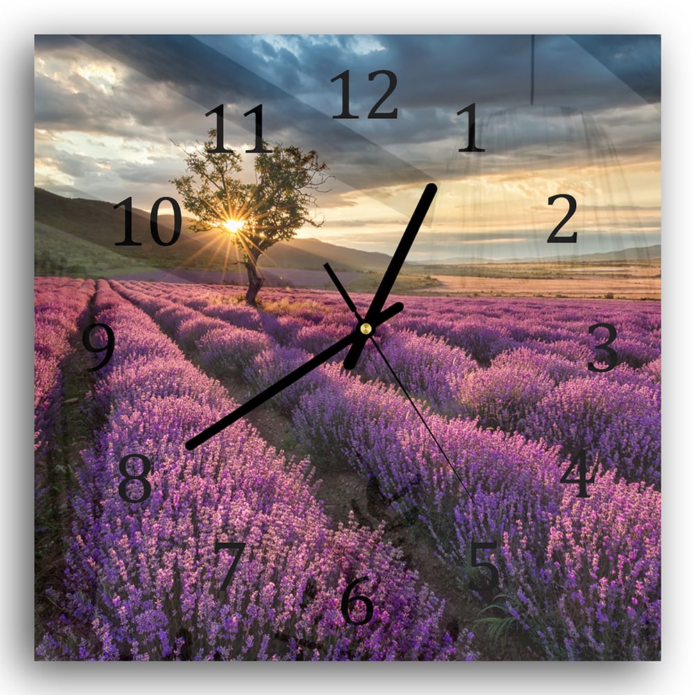 Wanduhr 30x30 - Lavendelfeld