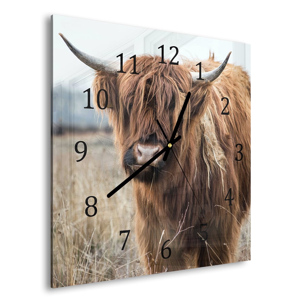 Wanduhr 30x30 - Wilde Hochlandrinder