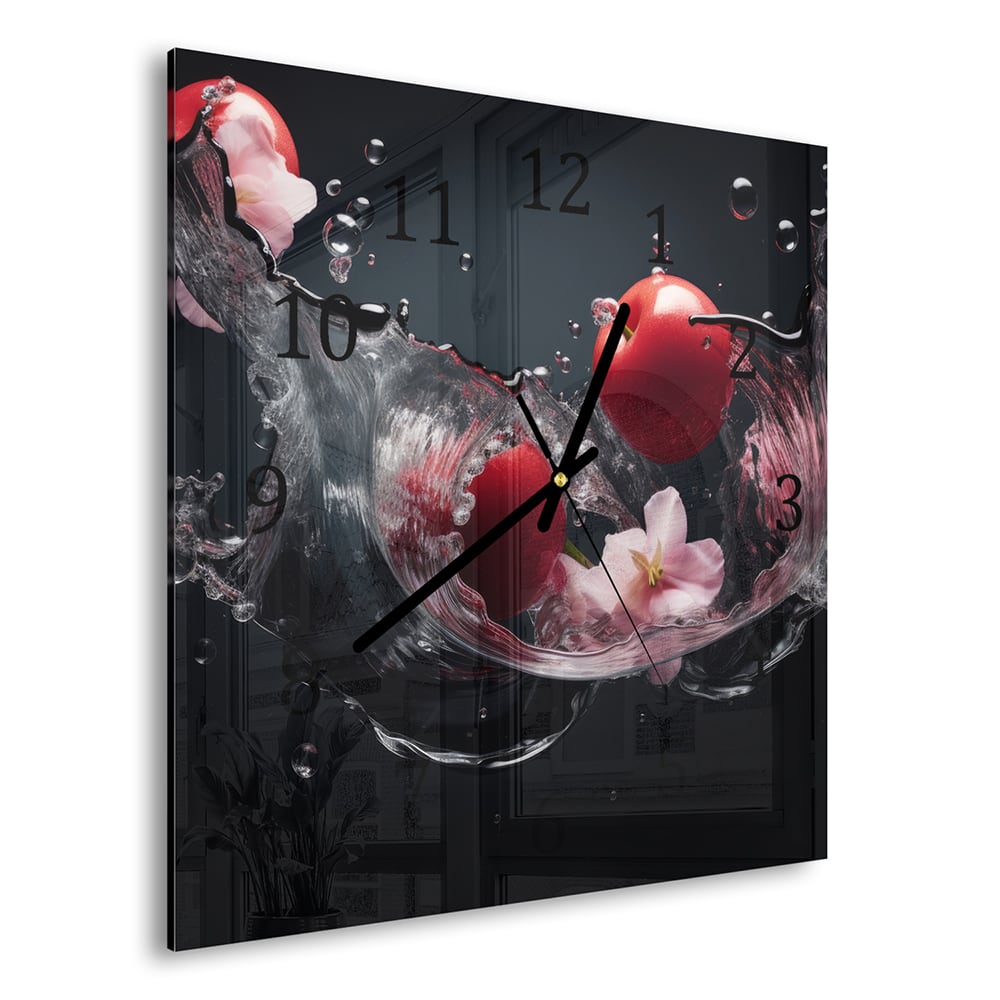 Wanduhr 30x30 - Tomaten-Splash