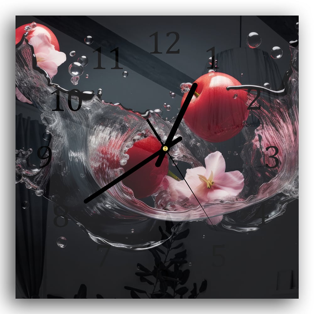 Wanduhr 30x30 - Tomaten-Splash