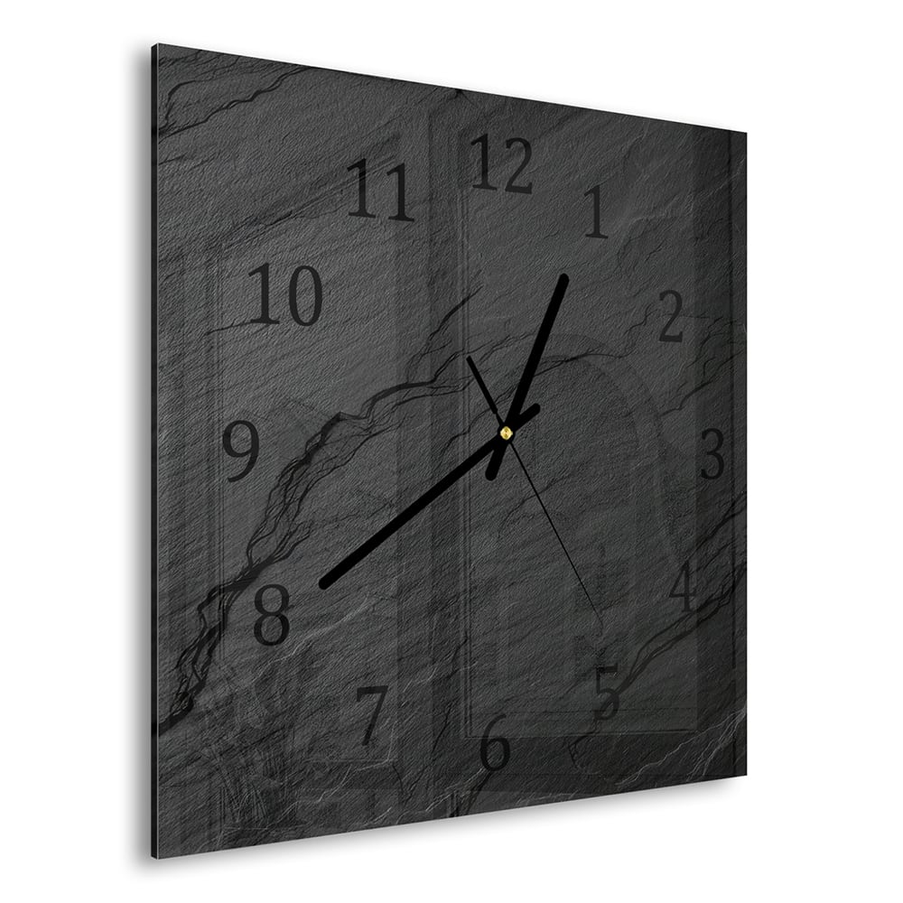 Wanduhr 30x30 - Schiefer Schwarz