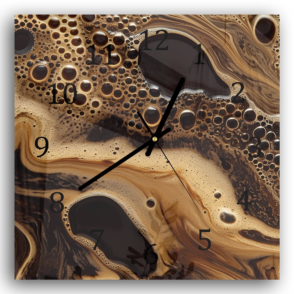 Wanduhr 30x30 - Flüssige Kaffee-Textur