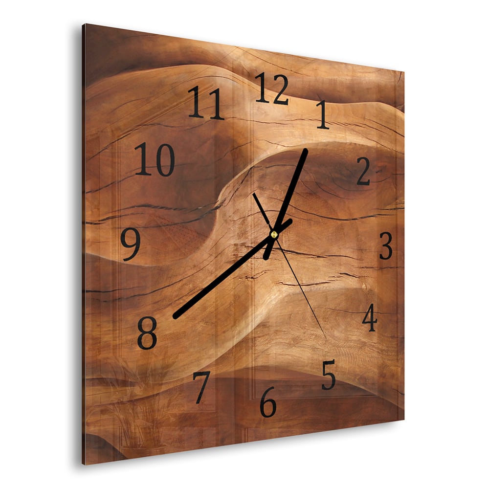 Wanduhr 30x30 - Wellenförmiges Holz