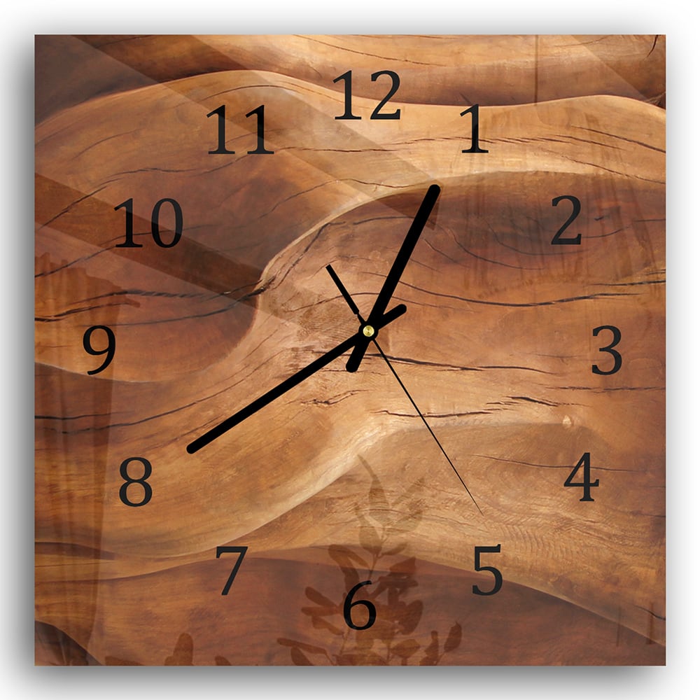 Wanduhr 30x30 - Wellenförmiges Holz