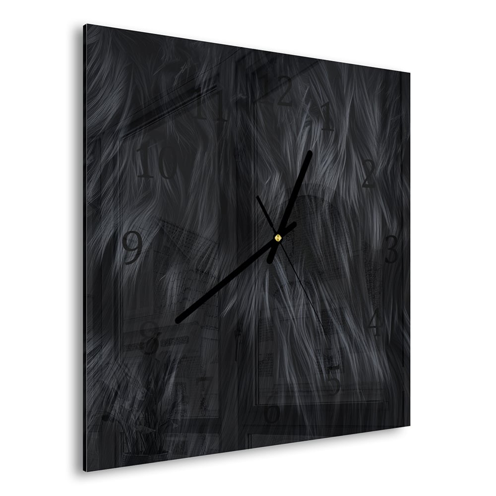 Wanduhr 30x30 - Schwarzes Fell