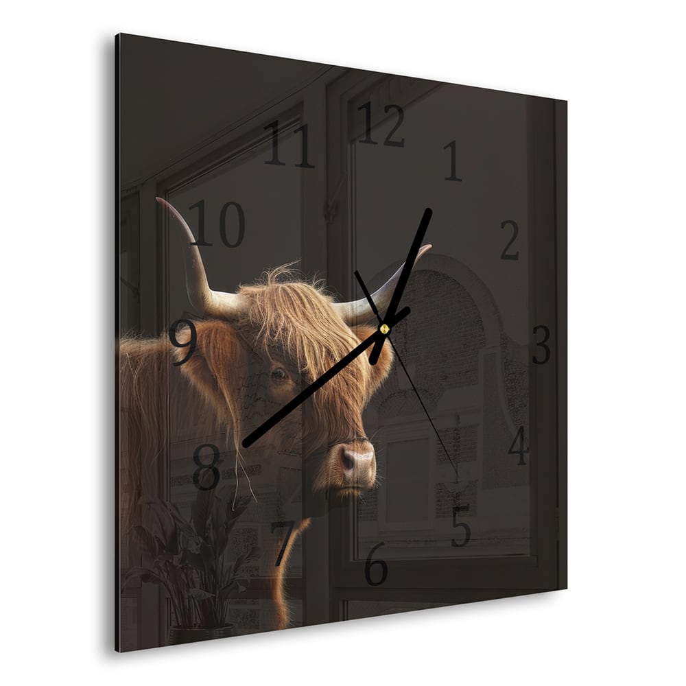 Wanduhr 30x30 - Schottische Hochlandrinder