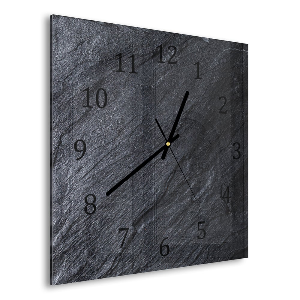 Wanduhr 30x30 - Schwarzer Schiefer