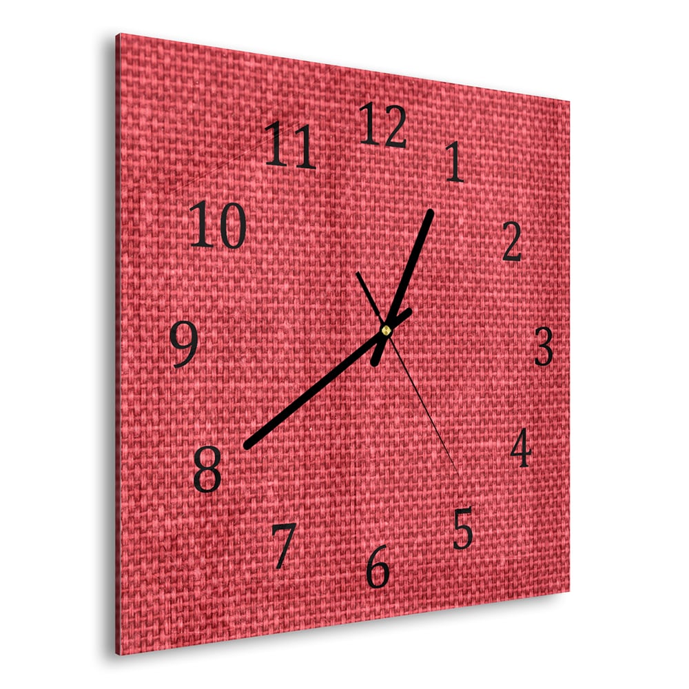 Wanduhr 30x30 - Rote Leinen-Textur
