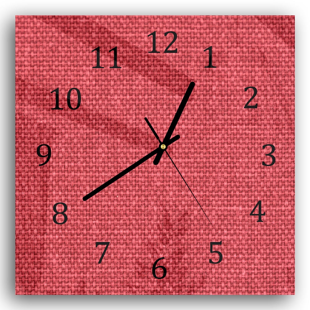 Wanduhr 30x30 - Rote Leinen-Textur