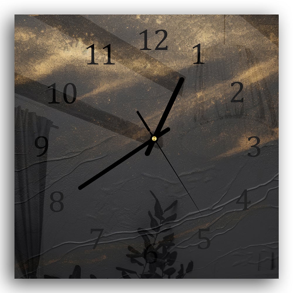 Wanduhr 30x30 - Schwarz/Gold luxuriöse Textur