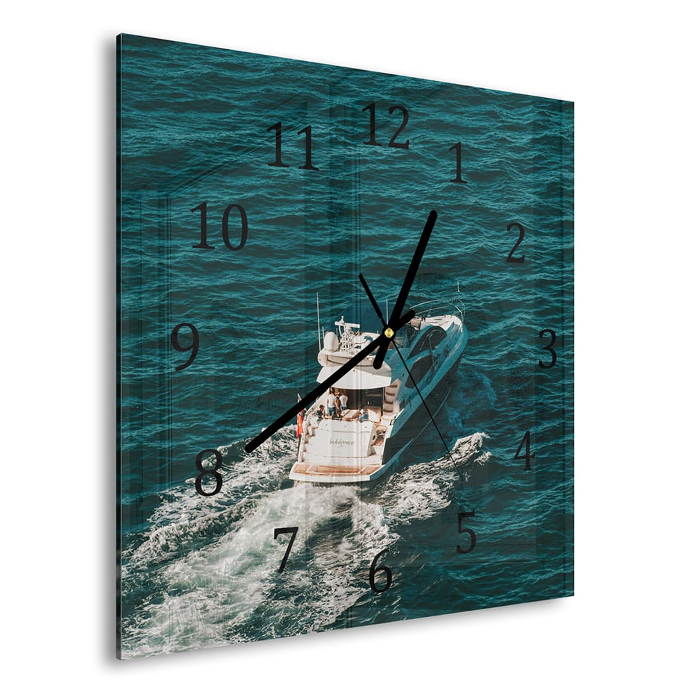 Wanduhr 30x30 - Jacht auf dem Wasser