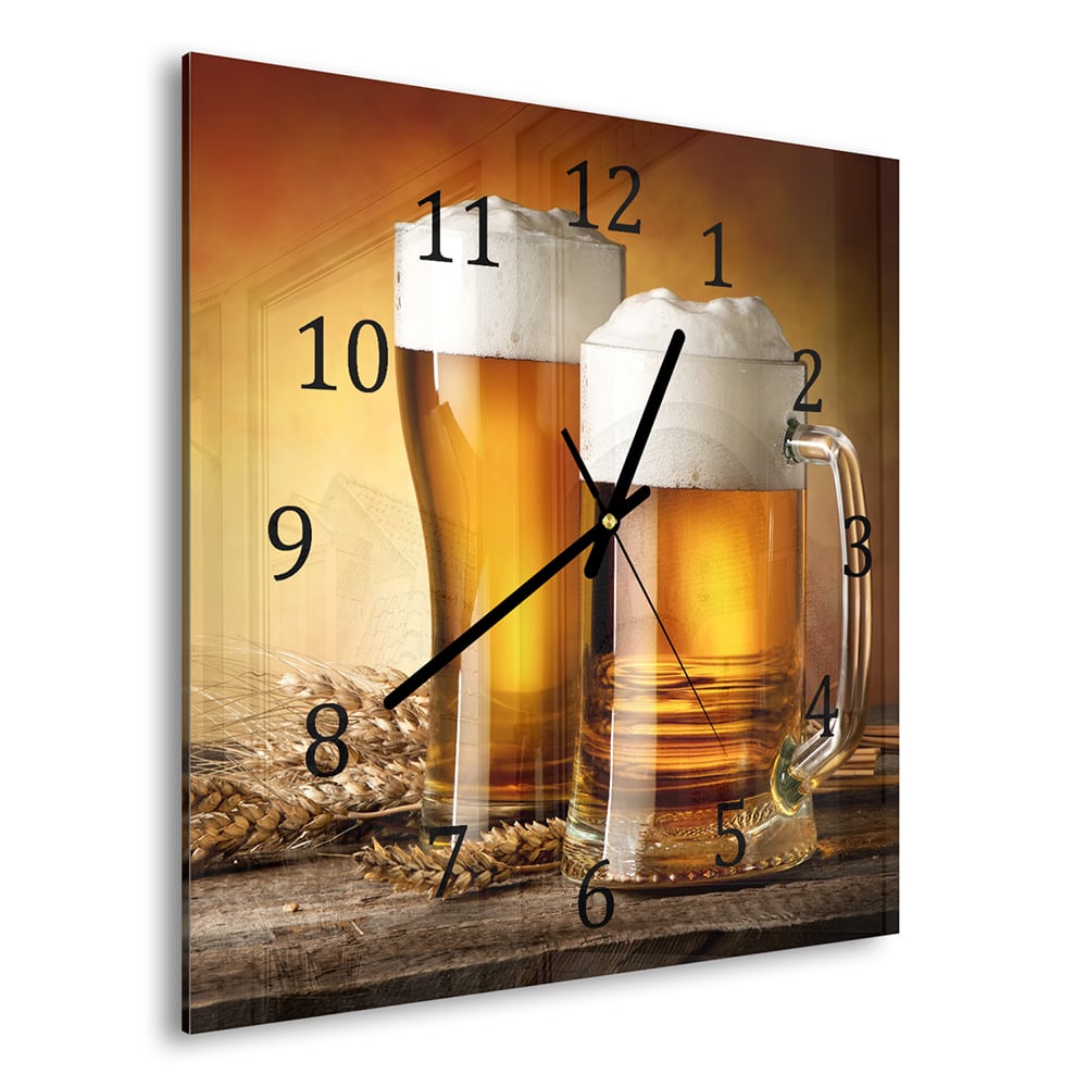 Wanduhr 30x30 - Bier und Gerste