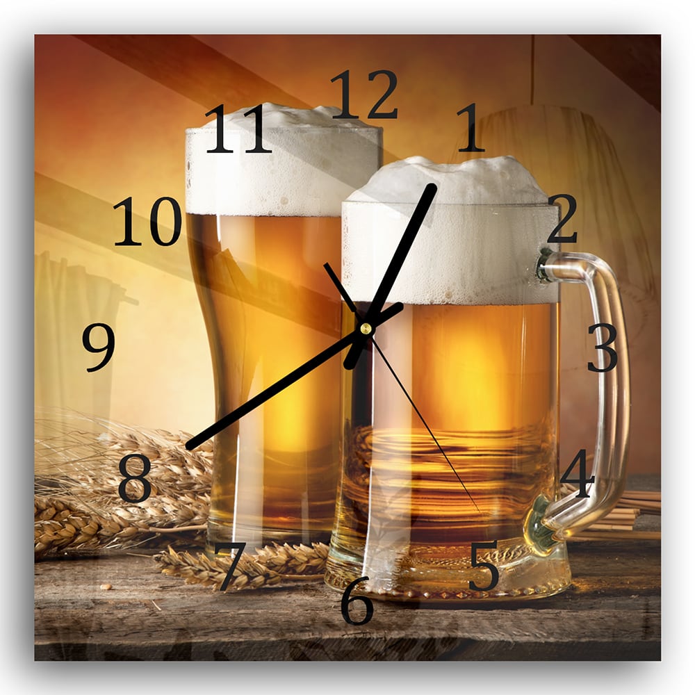 Wanduhr 30x30 - Bier und Gerste