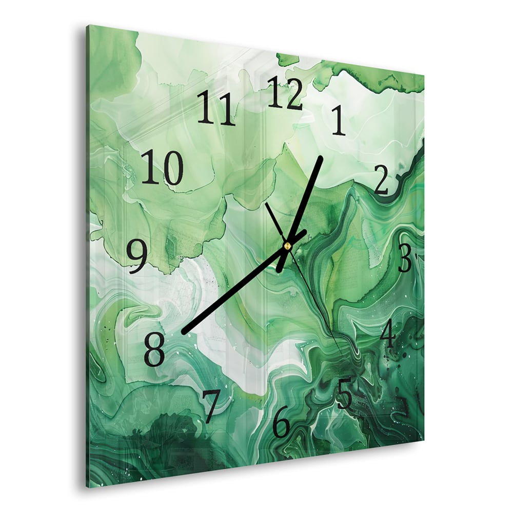 Wanduhr 30x30 - Grüne Aquarell-Textur