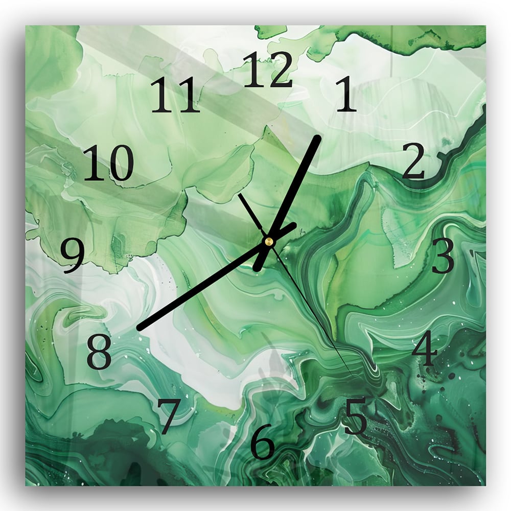 Wanduhr 30x30 - Grüne Aquarell-Textur