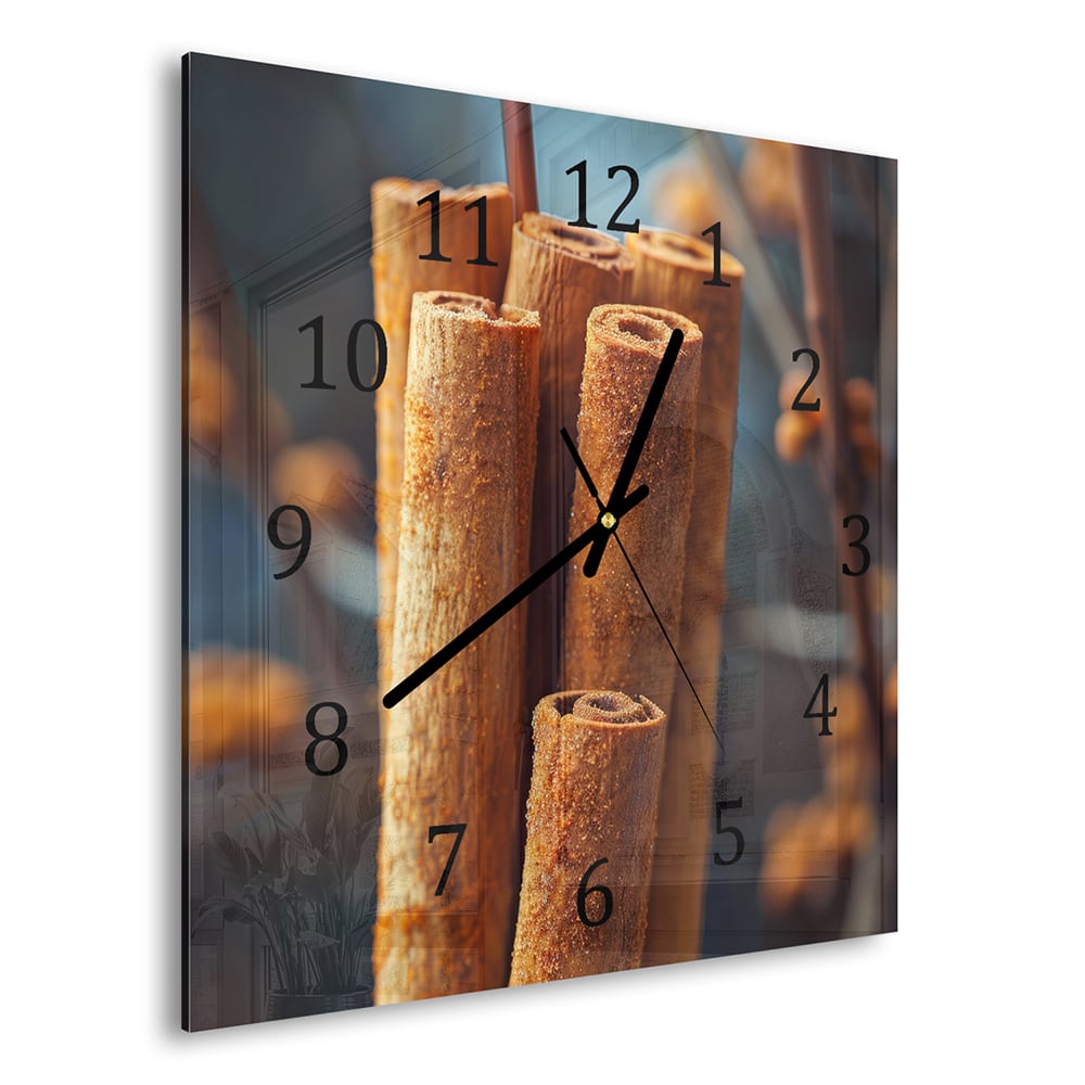 Wanduhr 30x30 - Zimtstangen Nahaufnahme