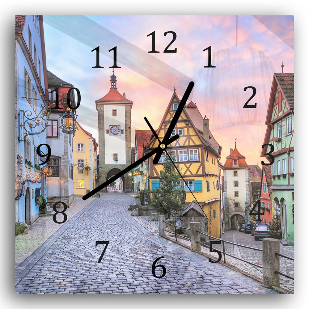Wanduhr 30x30 - Rothenburg ob der Tauber
