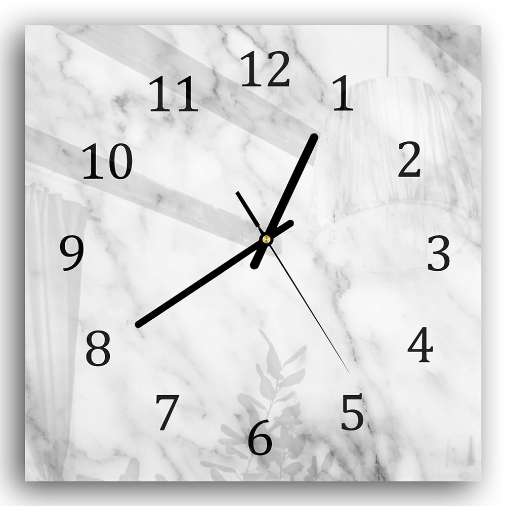 Wanduhr 30x30 - Weißer Marmor mit schwarzen Adern
