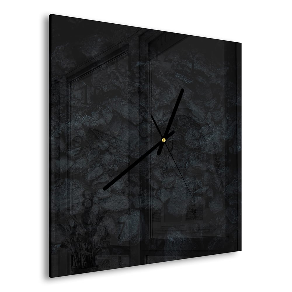 Wanduhr 30x30 - Schwarze Wand