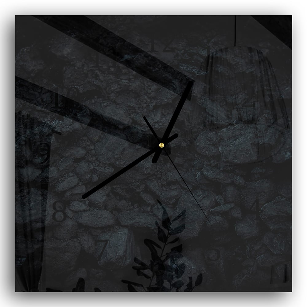 Wanduhr 30x30 - Schwarze Wand