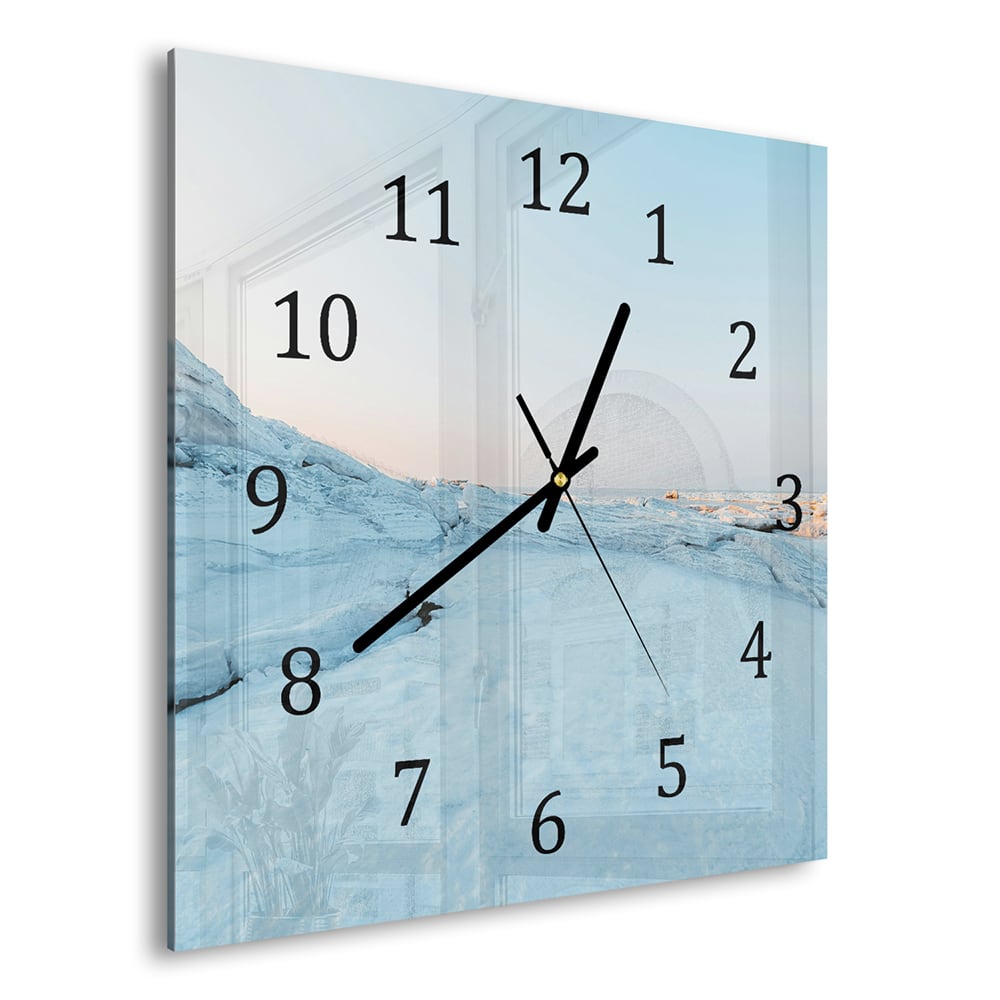 Wanduhr 30x30 - Winterliche Küste