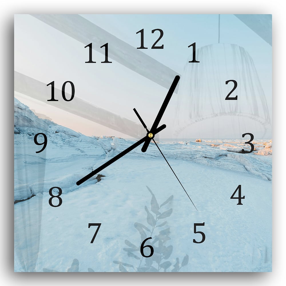 Wanduhr 30x30 - Winterliche Küste