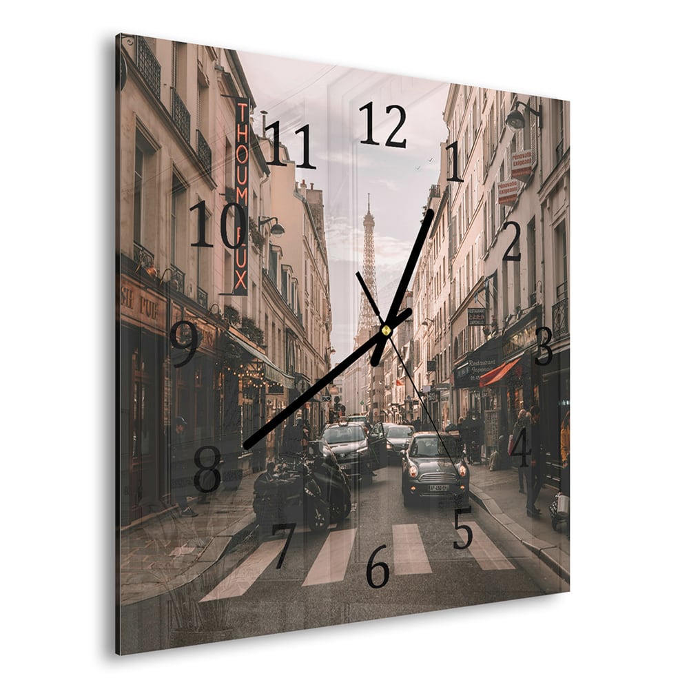 Wanduhr 30x30 - Stadtleben in Paris