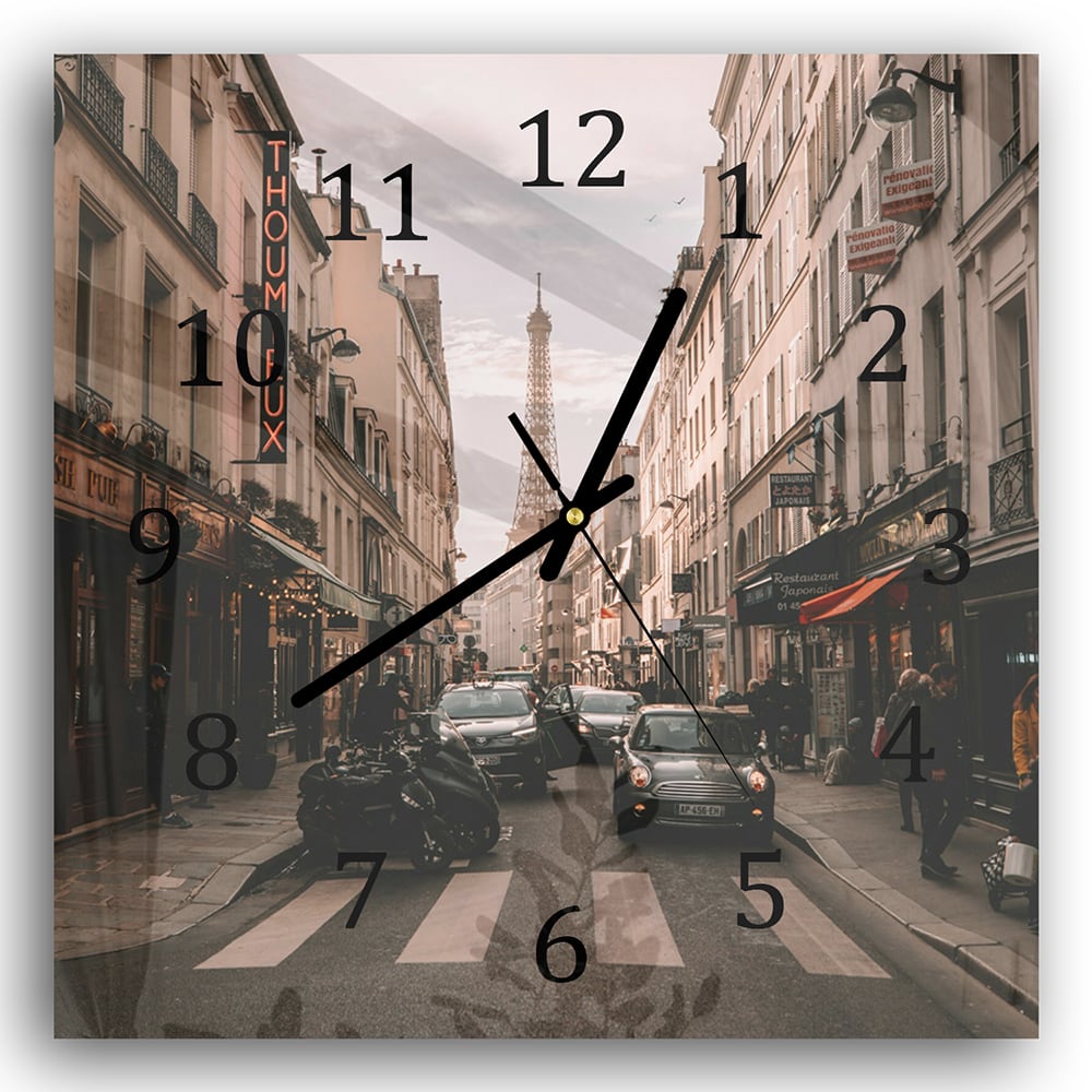 Wanduhr 30x30 - Stadtleben in Paris