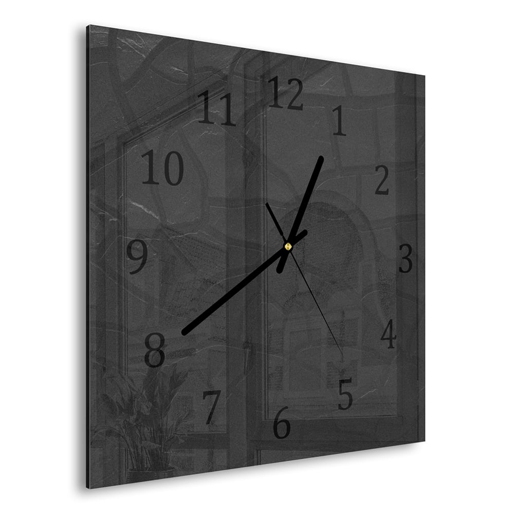 Wanduhr 30x30 - Schwarz-weiße Textur