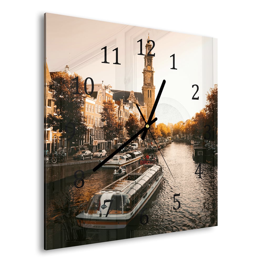 Wanduhr 30x30 - Amsterdamer Herbst