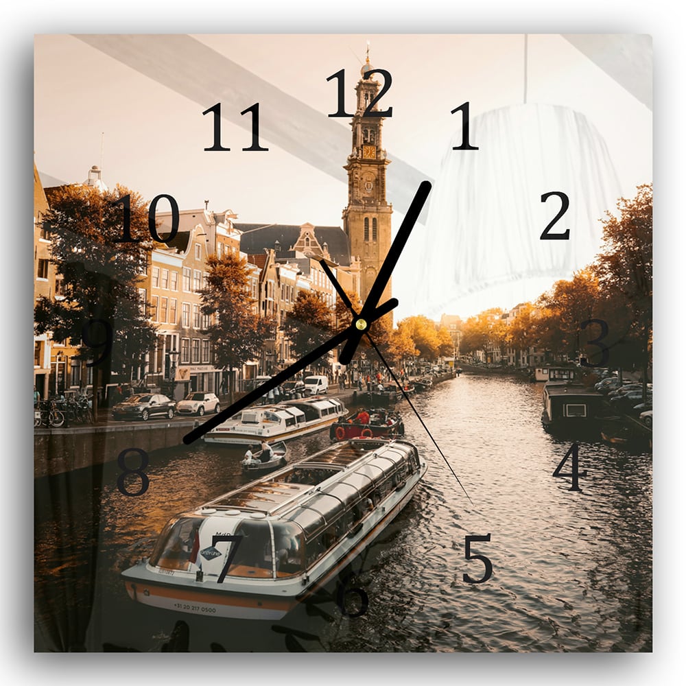 Wanduhr 30x30 - Amsterdamer Herbst