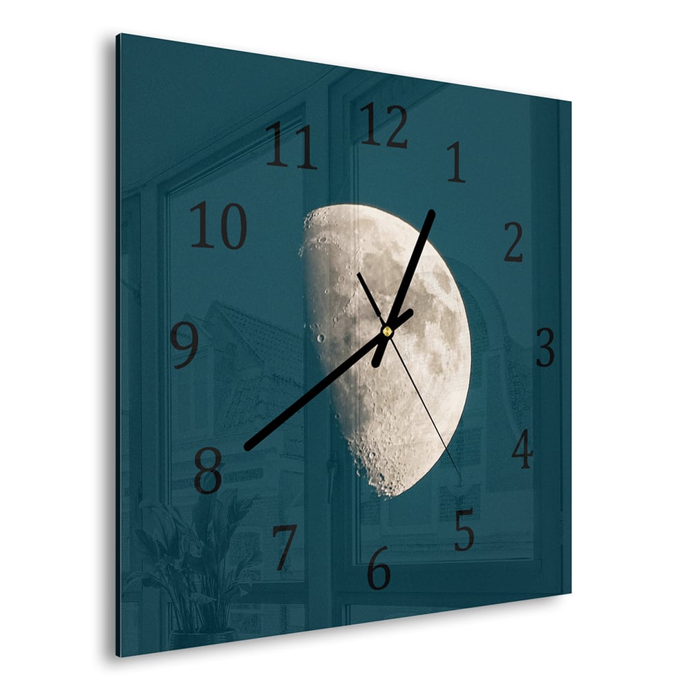Wanduhr 30x30 - Halbmond