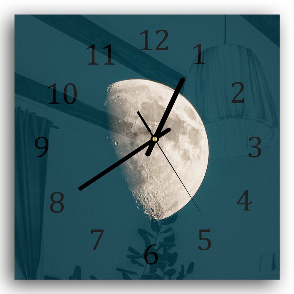 Wanduhr 30x30 - Halbmond