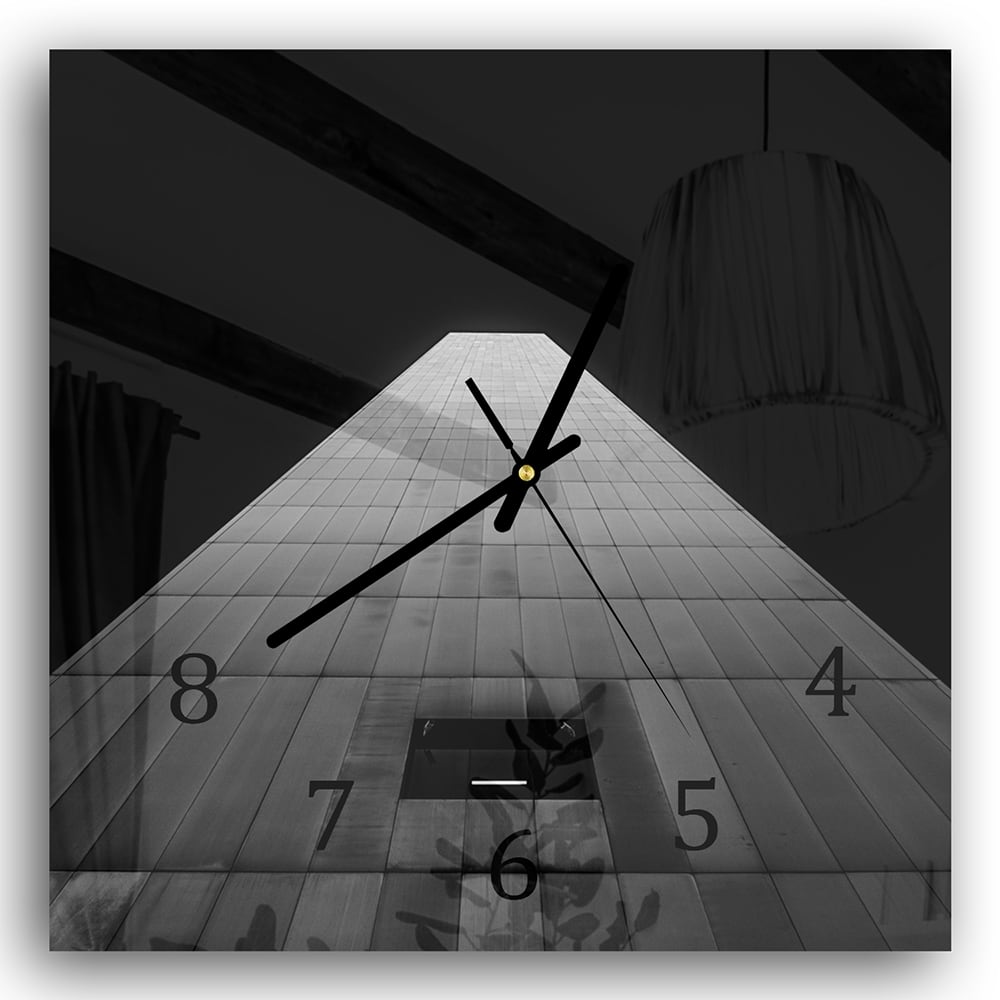 Wanduhr 30x30 - Schwarz-weiße Wohnung