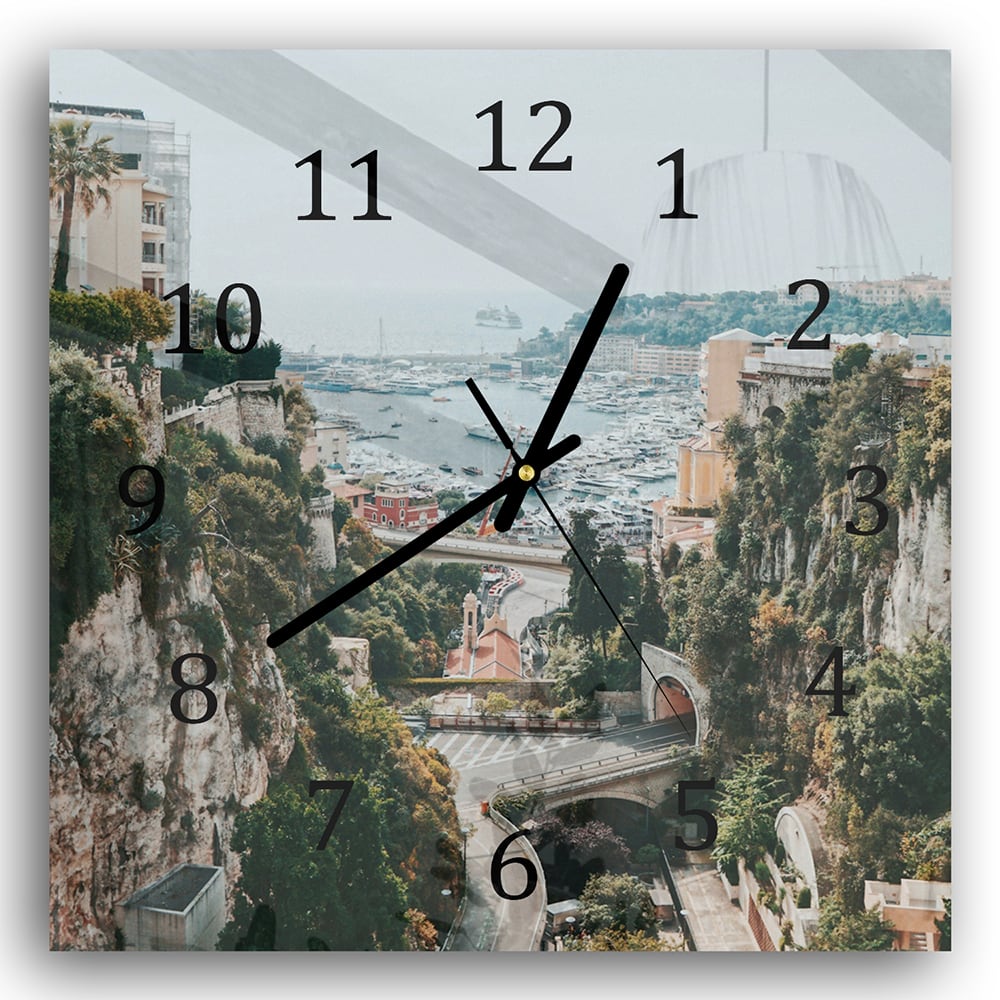 Wanduhr 30x30 - Blick auf Monaco