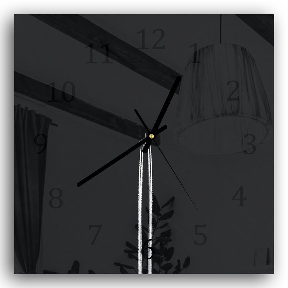 Wanduhr 30x30 - Schwarz-weiß Flugzeug