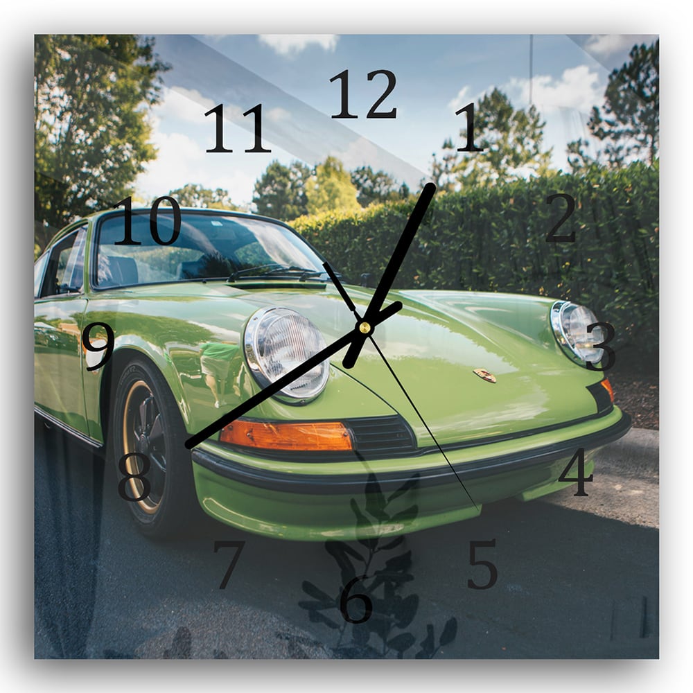 Wanduhr 30x30 - Grüner Porsche 911 1970